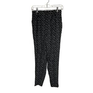 One by Chapter One Womens Polka Dot Ankle Pants Black White Tie Waist XS